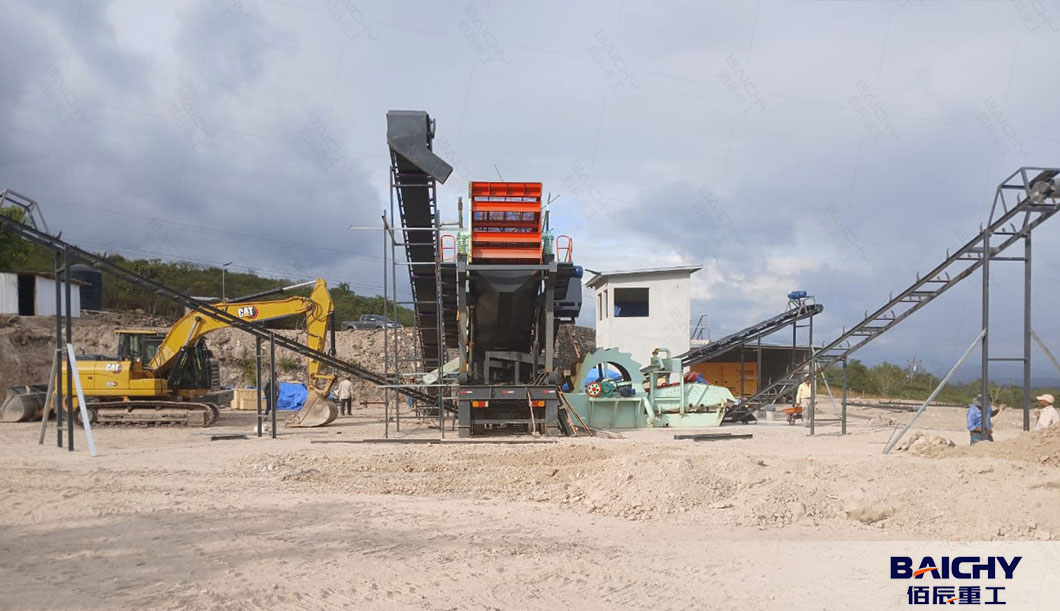 mobile-stone-crusher-plant-with-sand-washer-in-Honduras