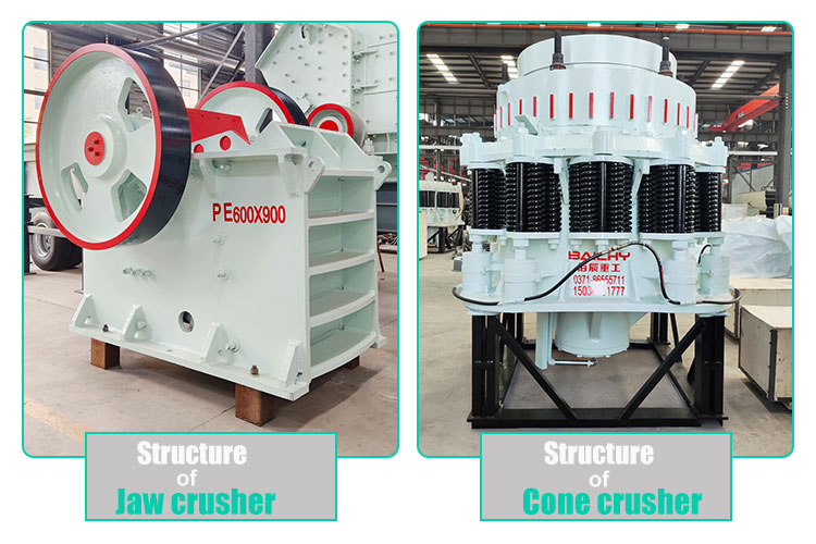 structure difference of jaw crusher and cone crusher